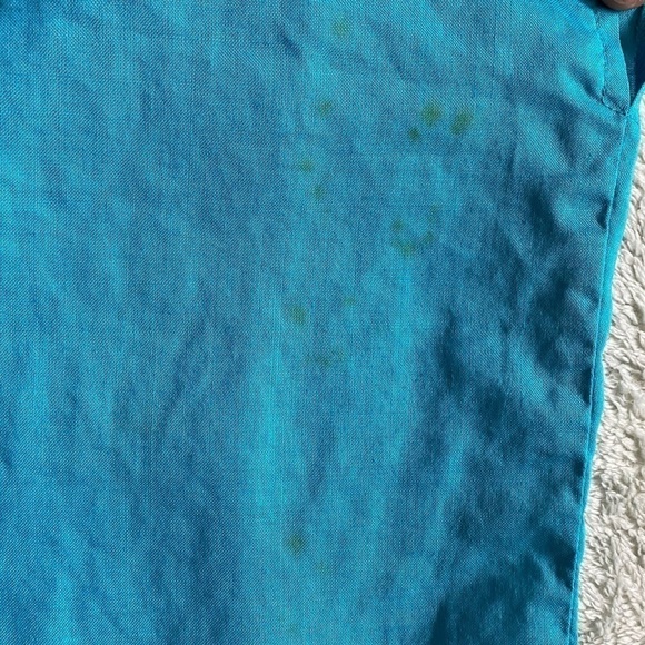 VINTAGE Bright Blue linen sleeveless blouse - Picture 6 of 6